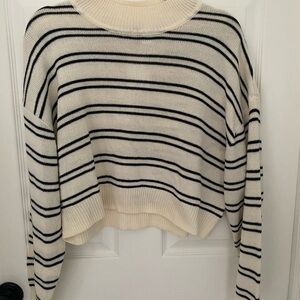 H&M Cream and Black Striped Sweater
